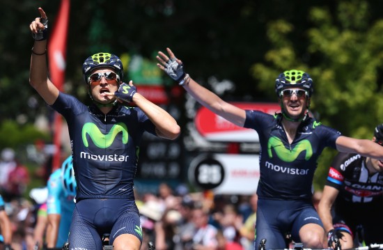 SPANSK DUO: Juan José Morabito vinner den andre etappen foran Daryl Impey og landsmann Gorka Izagirre. FOTO: TDW Sport