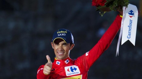 <b>NÆRMER SEG SLUTTEN:</b> Alberto Contador legger sykkelen på hylla i 2016. Foto: AFP PHOTO / JAIME REINA