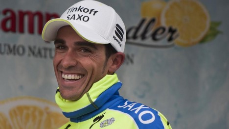 <b>DET SAMME FOR ALBERTO?</b> Spanjolen gir støtte til Oleg Tinkov etter konflikten med Bjarne Riis. FOTO AFP PHOTO/ JORGE GUERRERO
