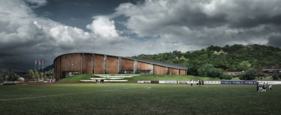 DRØMMEHALL: Sola Arena skal etter planene kunne huse internasjonale mesterskap i banesykling dersom den blir realisert. Praktbygget skal inneholde to etasjer og rom annen hallidrett i senter av selve velodromen. LLUSTRASJON: Leiv Nes arkitekter