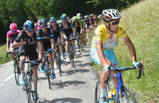 Cycling: 67th Criterium du Dauphine 2015 / Stage 7 NIBALI Vincenzo (Ita) Yellow Leader Jersey/ FROOME Christopher (Gbr)/ Montmelian-Saint-Gervais (155Km)/ Mont Blanc 1372m/ Rit Etape / © Tim De Waele