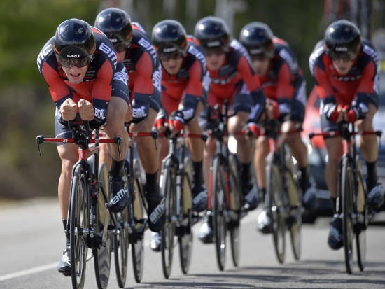 BEST i VERDEN: Tejay van Garderen, Rohan Dennis, Manuel Quinziato, og Daniel Oss ble alle verdensmestere for BMC på lagtempoen i fjorårets VM. Foto: Tim de Waele (©TDWSport.com)
