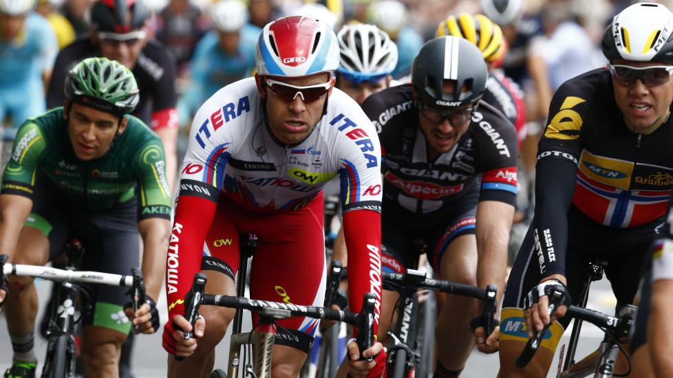 <b> MØTES IGJEN: </b> Alexander Kristoff (Katjusja) og Edvald Boasson Hagen (MTN) spurtet mot hverandre flere ganger under årets Tour de France. I Arctic Race of Norway møtes de igjen. Foto: Heiko Junge / NTB scanpix