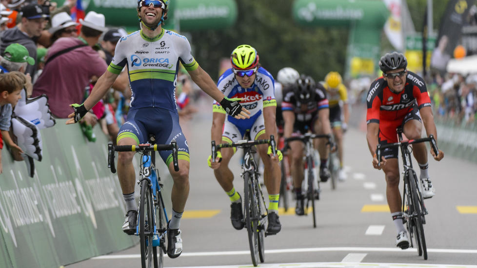 <b>EN FARLIG MANN:</b> I Schwarzenbach setter her Michael Matthews både Greg Van Avermaet og Peter Sagan på plass. Kan han gjøre det samme med verdenseliten, og Alexander Kristoff, i Richmond? FOTO: Jean-Christophe Bott/Keystone via AP