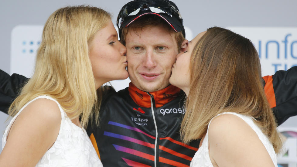 NÅR NEPPE OPP: Andreas Vangstad deltar som en av to nordmenn på onsdagens tempoøvelse i VM. Norske topplasseringer er dog svært lite sannsynlig. Her fra etappeseieren i Tour of Norway i mai. Foto: Cornelius Poppe / NTB scanpix