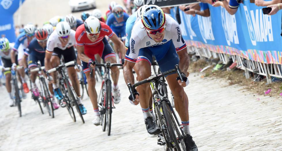 <b>STERK:</b> Ingen klarte å følge Peter Sagan opp 23rd Street siste gang, men Edvald Boasson Hagen var nummer tre over toppen. Deretter gikk alt skeis. Foto: Tim de Waele (©TDWSport.com)