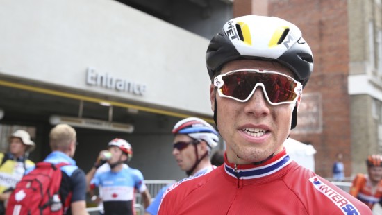 IKKE HELT FORNØYD: Edvald Boasson Hagen satt plutselig midt i gullkampen, men maktet ikke å utnytte det til sin fordel i Richmond. Foto: Pedersen, Terje (NTB Scanpix)