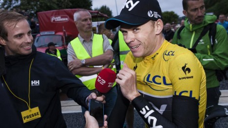 KAN TESTES PÅ NY: Årets Tour de France-vinner Chris Froome kan få dopingprøvene sine re-testet om ti år. Det gjelder også de fire rytterne som havnet like bak ham på sammenlagtlisten i årets Tour. Jesper Voldgaard/Demotix/Corbis
