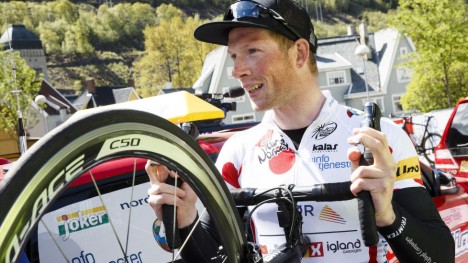 <b>UTESTENGT</b> Vegard Robinson Bugge bedyret sin uskyld og skyldte på en gammel astmamedisin. Likevel ble han utestengt i fire måneder av det internasjonale sykkelforbundet etter å ha testet positivt på Terbutalin etter en etappe i Tour des Fjords. FOTO: Heiko Junge, Scanpix