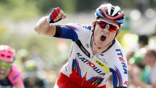 <b>JUBEL I ITALIA?</b> Neste år Giro d'Italia-start burde passe Kristoff ypperlig. Her fra etappeseieren i årets Sveit rundt. Foto: JEAN-CHRISTOPHE BOTT (Scanpix/Epa)