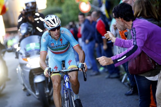Astana Pro Team rider Italian Vincenzo Nibali is pictured in the San Fermo climb during the 109th edition of the Giro di Lombardia (Tour of Lombardy), a 245 km cycling race from Bergamo to Como on October 4, 2015 in Como. Italy's Vincenzo Nibali won the Tour of Lombardy after launching a daring attack 17.5km from the finish to triumph in the final cycling 'monument' of the season. Nibali, the 2014 Tour de France champion, held off late chasers to cross the line in Como, after a 245km ride from Bergamo, just over 20sec ahead of Spaniard Daniel Moreno with Frenchman Thibaut Pinot finishing a close third. AFP PHOTO POOL / LUCA BETTINI