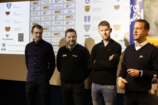 20151202. Presentasjon - Tour of Norway 2016 ble presentert på Ullevaal onsdag. Alle start - og målbyer og alle 2016-løypene ble presentert. Edvald Boasson Hagen, Lars Petter Nordhaug, Gabriel Rasch og Gino Van Oudenhove var til stede for å kommentere løypene og annen status. Foto: Gorm Kallestad / NTB scanpix