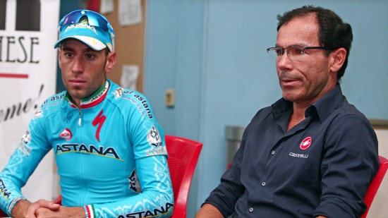 MÅLRETTEDE KARER: Vincenzo Nibali og Italias landslagssjef Davide Cassani. Foto: RS (©TDWSport.com)