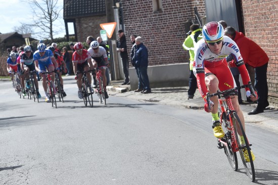 STRÅLTE I DEBUTEN: Under Driedaagse De Panne, og i tospann med Kristoff, herjet Bystrøm til tider mer konkurrentene sist vår. Foto: Tim de Waele (©TDWSport.com)
