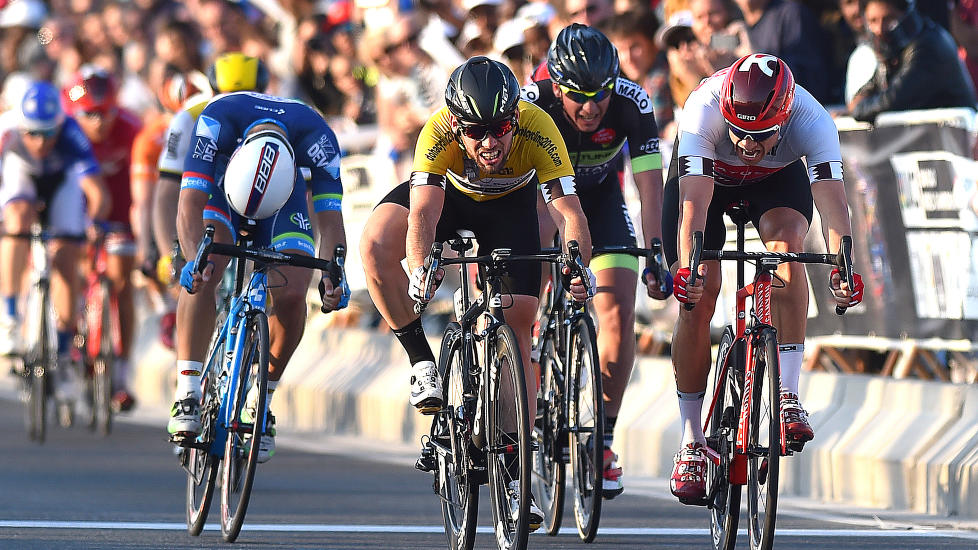 TETTE DUELLER: Alexander Kristoff (til høyre) har slått Mark Cavendish knepent ved flere anledninger i Tour of Qatar denne uka. Foto: Tim de Waele (©TDWSport.com)