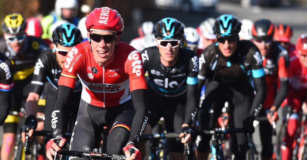 FØR VELTEN: Stig Broeckx var meget sterk i søndagens Kuurne-Brussel-Kuurne, men dagen ble ødelagt av en uoppmerksom motorsyklist. Foto: Tim de Waele (©TDWSport.com)