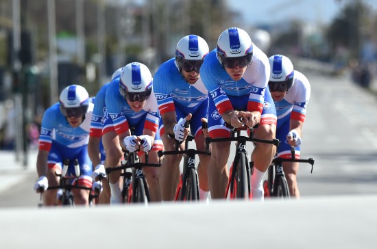 FDJ fikk sin første lagtemposeier noensinne i Tour de Med nylig. Det franske laget var sterke i Tirreno-åpningen også. Foto: Tim de Waele.
