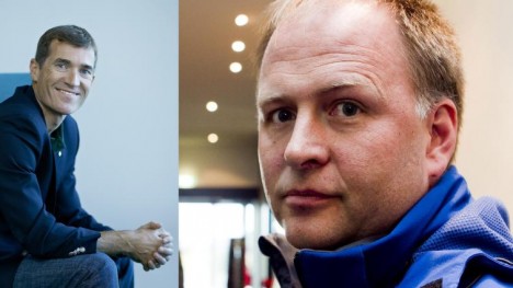 FRISK DEBATT: Sykkelsponsor Vegar Kulset (innfelt) sparer ingen når han diskuterer tydlighet i antidopingspørsmål via sosiale medier. Det fikk Stein Ørn erfare, men Alexander Kristoffs trener mener debatten er etterlengtet. FOTO: Uno-X/Scanpix
