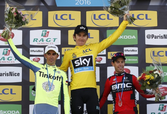 TOPP TRE: Geraint Thomas beseiret Alberto Contador og Foto: Sebastien Nogier / Epa / NTB scanpix