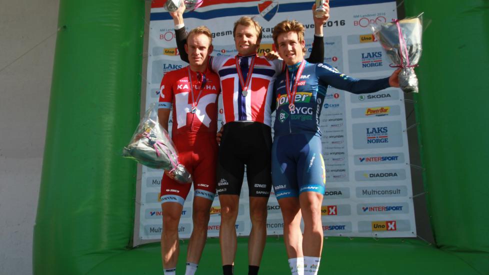 PODIET: Alexander Kristoff var ikke særlig fornøyd med at Boasson Hagen stakk av med NM-gullet også i år. Foto: Jarle Fredagsvik (www.procycling.no)