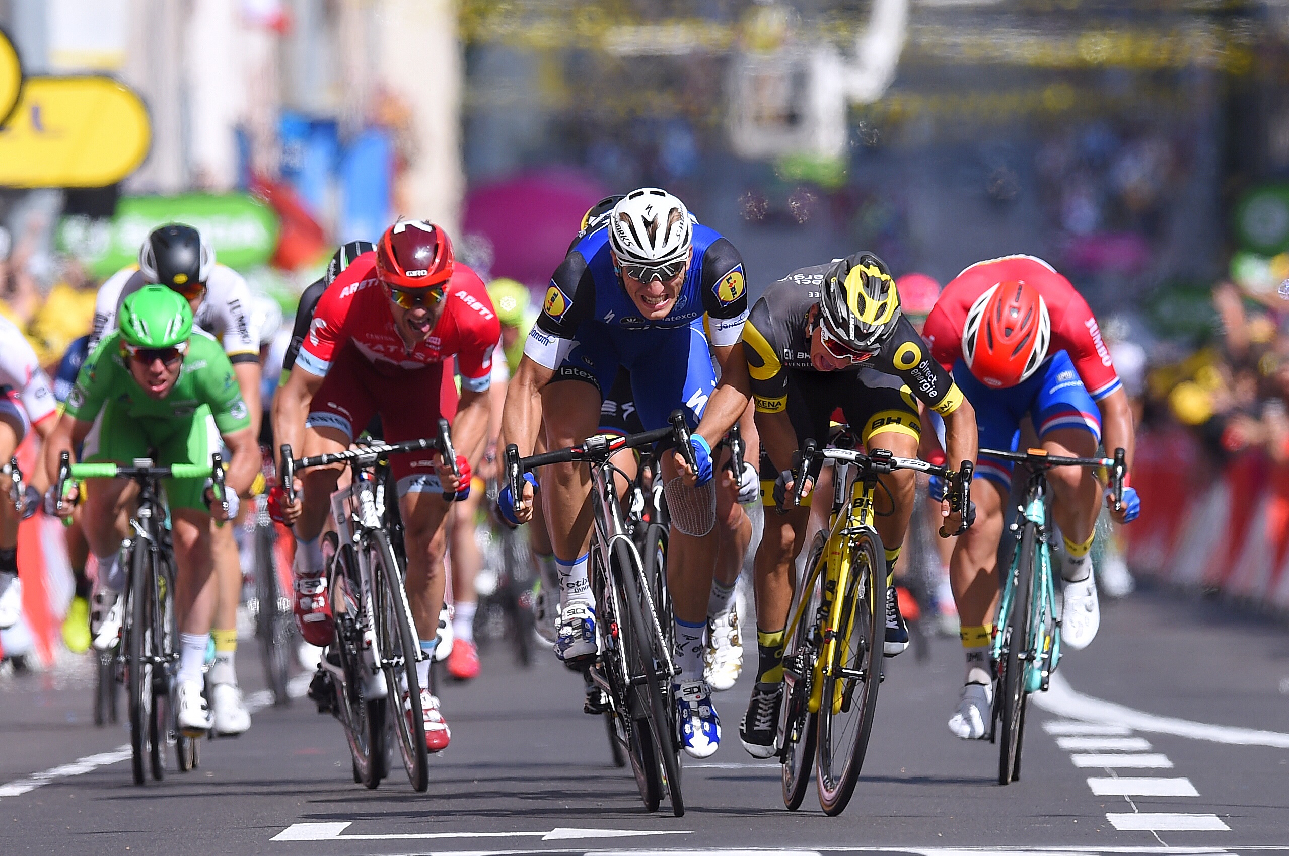 IKKE TRUFFET ENNÅ: Fire av ni etapper har så langt endt i massespurt, men det har ikke lyktes Alexander Kristoff å ta steget opp på det øverste trinnet. Ennå. TDF / © Tim De Waele