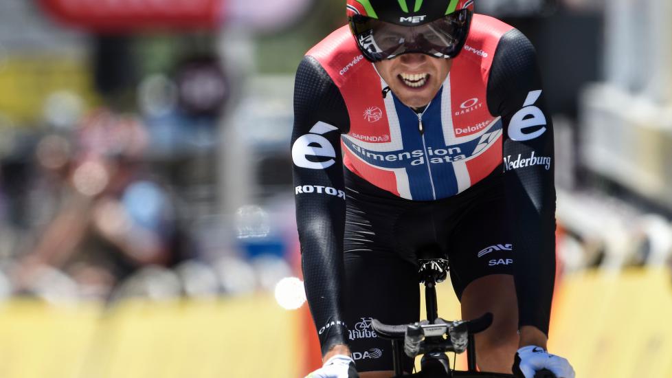 FORNØYD: Boasson Hagen sa seg fornøyd med 13.plassen på fredagens tempo i Tour de France. AFP PHOTO / JEAN-PHILIPPE KSIAZEK