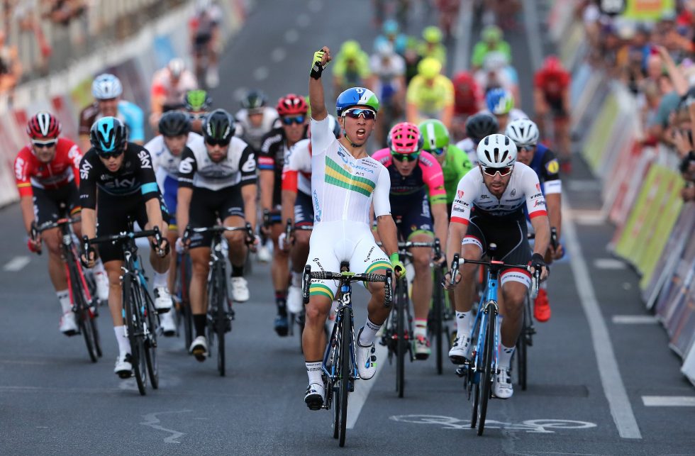 Cycling: 18th Santos Tour Down Under - People's Choice Classic 2016 Arrival / EWAN Caleb (AUS) Celebration Joie Vreugde / NIZZOLO Giacomo (ITA)/ BLYTHE Adam (GBR)/ Adelaide's East End-Adelaide's East End (51Km)/ (c)Tim De Waele