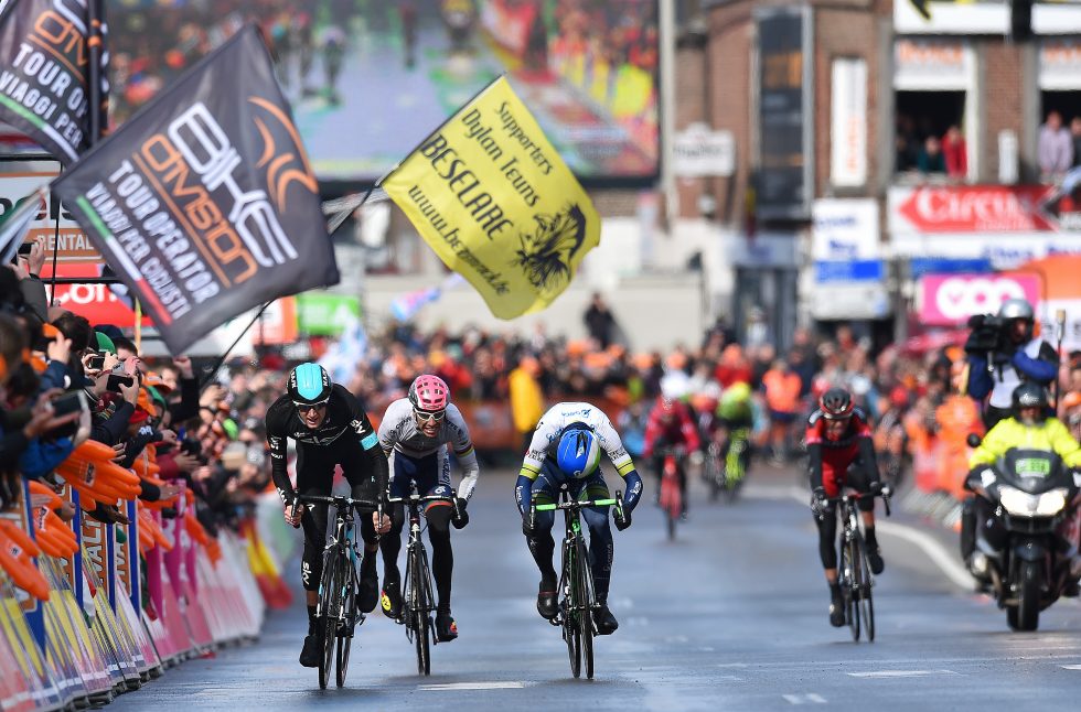 Cycling: 102th Liege-Bastogne-Liege 2016 Arrival / POELS Wouter (NED) Celebration Joie Vreugde / ALBASINI Michael (SUI)/ COSTA Rui (POR)/ SANCHEZ Samuel (ESP)/ Liege - Liege (Ans) 253Km/ LBL Luik Bastenaken /© Tim De Waele