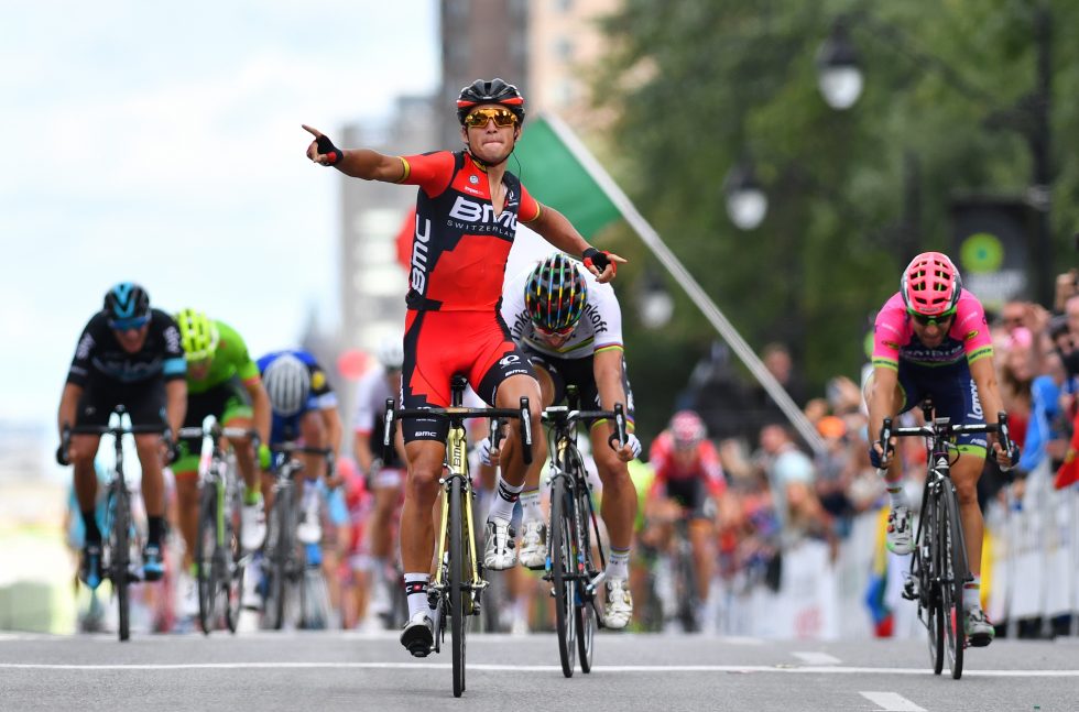 Cycling: 7th Grand Prix Cycliste de Montreal 2016 Arrival / Greg VAN AVERMAET (BEL) Celebration / Peter SAGAN (SVK) / Diego ULISSI (ITA) / Montreal - Montreal (205,7km)/ Grand Prix Montreal / (c) Tim De Waele