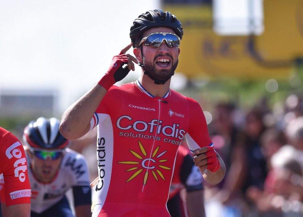 SUVEREN: Nacer Bouhanni var overlegen på oppløpet i Nokere-Koerse. Her fra fjorårets Criterium Dauphine. FOTO: TDWSport