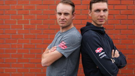 FARLIG DUO: Katusha-Alpecin stiller med to kapteiner i Flandern rundt søndag. Alexander Kristoff og Tony Martin. FOTO: Kjetil R. Anda/procycling.no