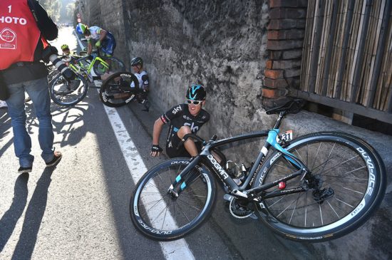 SLÅTT UT AV MOTORSYKKEL: Geraint Thomas