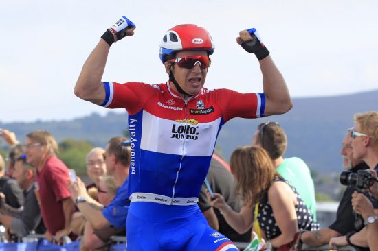 RASKEST: Dylan Groenwegen var best på andre etappe i Tour of Norway. Her fra Tour of Britain. Foto: Tim de Waele