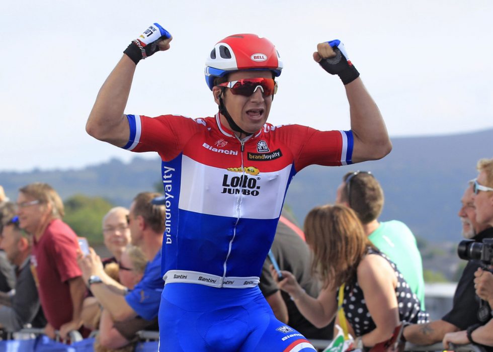 RASKEST: Dylan Groenwegen var best på andre etappe i Tour of Norway. Her fra Tour of Britain. Foto: Tim de Waele