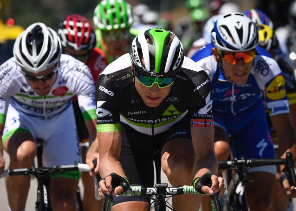 BRUDDKÅT: Edvald Boasson Hagen sikter seg inn på flere timer i brudd under årets Tour de France. Foto: AFP PHOTO / Lionel BONAVENTURE
