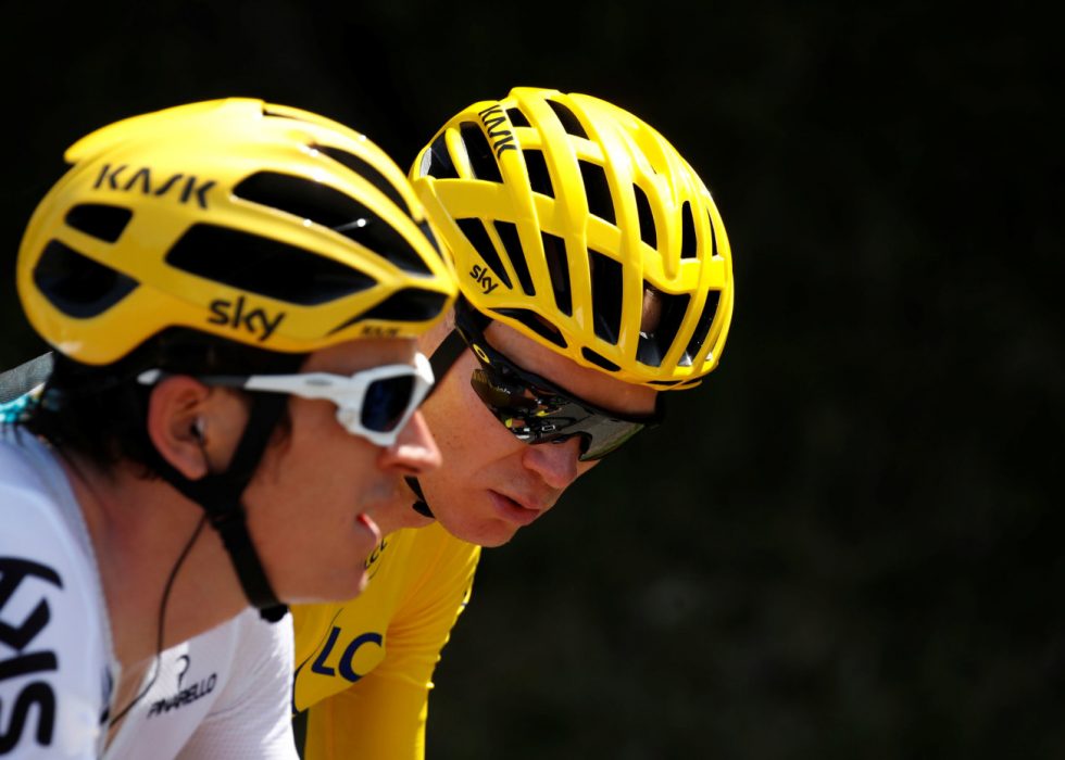 MISTER HJELPEREN: Geraint Thomas kom ikke til mål på søndagens niende etappe i Tour de France. Foto: REUTERS/Christian Hartmann