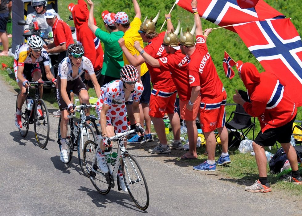 TIL NORGE? Pierre Rolland leder an Romain Bardet på en fjelletappe i Tour de France i 2013. Om noen år kan rittet starte i Norge. Foto: Tim De Waele /TDWSport.com.