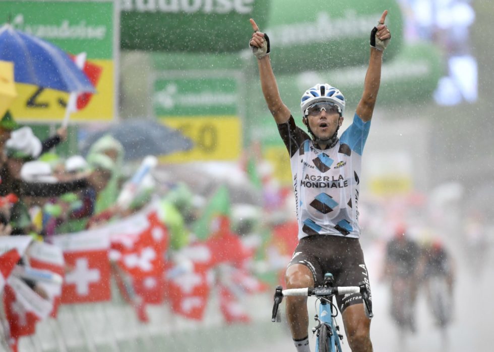 EN MANN FOR FJELLENE: Domenico Pozzovio har i en årrekke vist at han tilhører sjiktet av de aller beste klatrerne. Her vinner han etappeseier under Tour de Suisse. De neste to årene sykler han for Bahrain-Merida. FOTO: Gian Ehrenzeller/Keystone via AP
