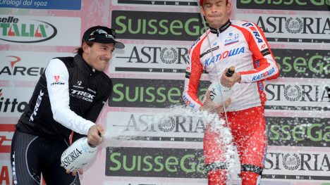 TO RYTTERE I BRA SLAG: I 2014 kjørte Fabian Cancellara full pakke i Midtøsten. Den eneste som kunne slå ham i Milano-Sanremo var Alexander Kristoff. FOTO: Tim De Waele/TDWSPORT.COM