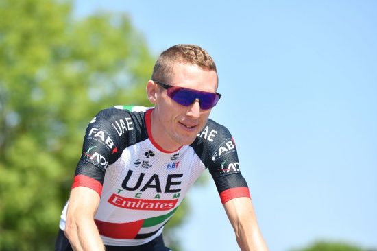 Team UAE Emirates' Dan Martin rides to the start of the race